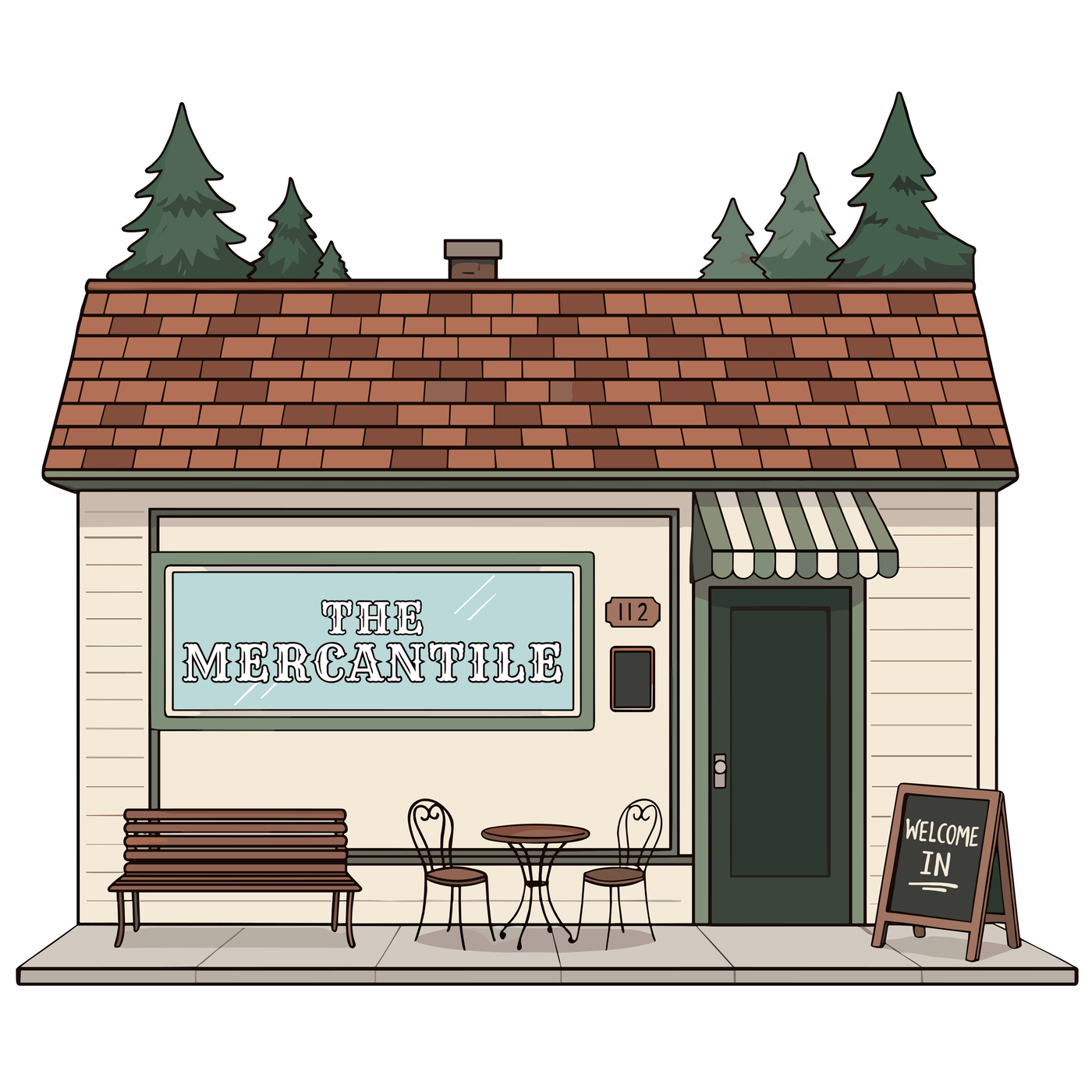 The Mercantile storefront illustration
